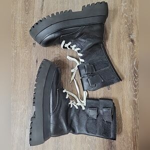Dolls Kill Darker Wavs Snare Snap Zip Up Combat Boot Leather Size 9M